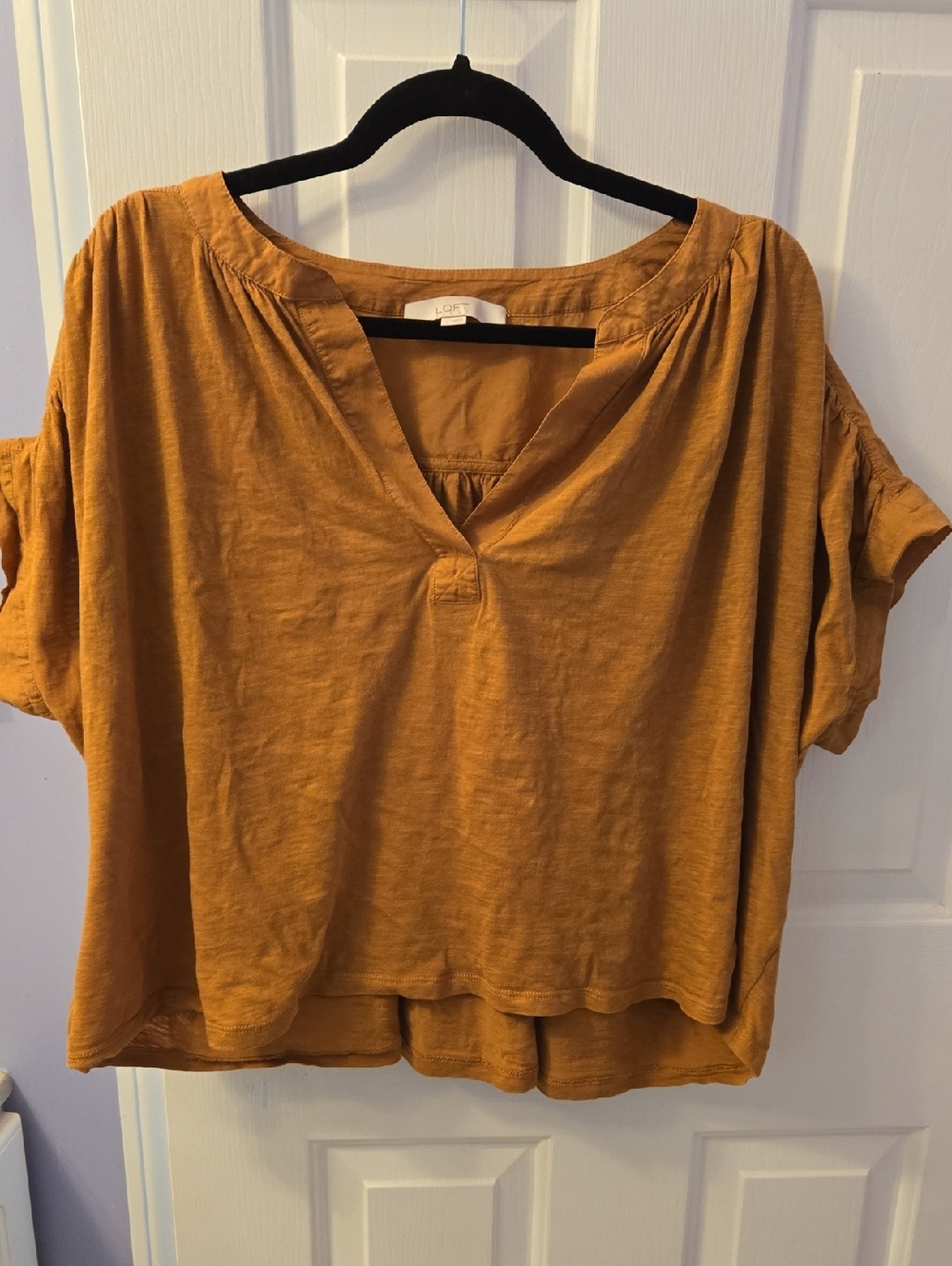 Relaxed Short-Sleeve Women’s Crop Top in Light Caramel Brown